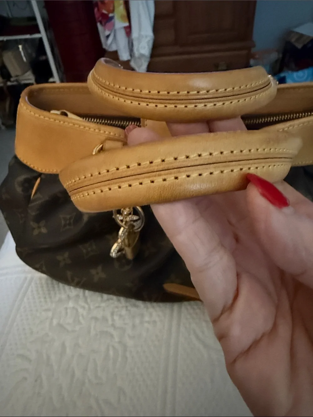 Louis Vuitton Monogram Canvas Brown & Tan Shoulder Satchel comes with COA